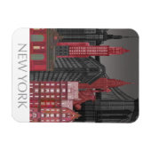 ニューヨークの標高バイナイト – 赤 マグネット (横)