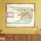 ニューヨークの歴史地図(1664) キャンバスプリント (インサイチュ (リビング))