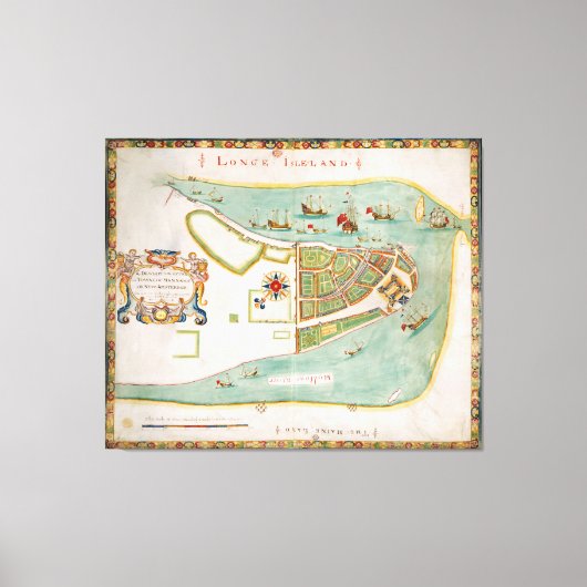 ニューヨークの歴史地図(1664) キャンバスプリント (正面)