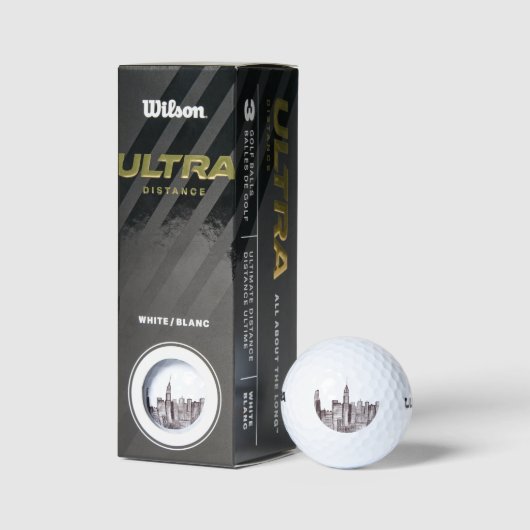 ニューヨークの水の色マンハッタンスカイライン ゴルフボール (パッケージ)