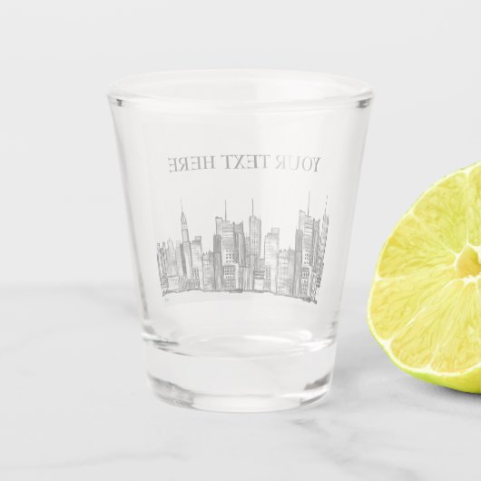 ニューヨークの水の色マンハッタンスカイライン ショットグラス (裏面)