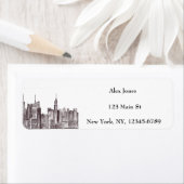 ニューヨークの水の色マンハッタンスカイライン ラベル (インサイチュ)