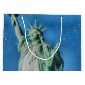 、ニューヨークの水彩画の絵を描くこと自由の女神 ラージペーパーバッグ (裏面)