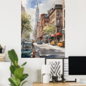 ニューヨークの水彩画 ポスター (ホームオフィス)
