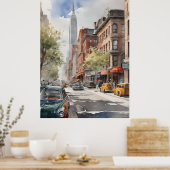 ニューヨークの水彩画 ポスター (キッチン)