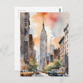 ニューヨークの水彩画 ポストカード (正面/裏面)