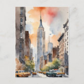 ニューヨークの水彩画 ポストカード (正面)