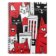 ニューヨークの猫アートノートブック - かわいいファンタジーな猫
