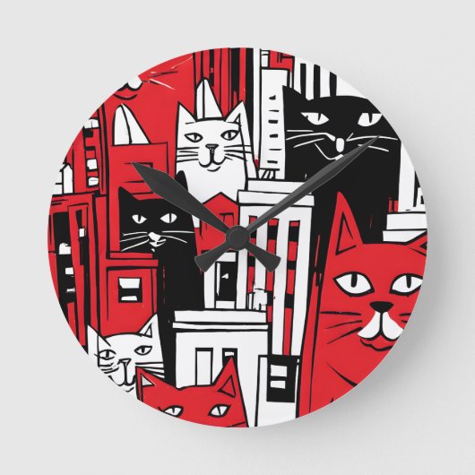 ニューヨークの猫 ラウンド壁時計 (正面)
