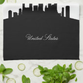 ニューヨークの白黒スカイライン キッチンタオル (折り畳み)