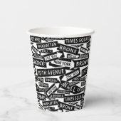 ニューヨークの白黒パターン 紙コップ (裏面)