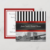 ニューヨークの空とスカイライン、ブルックリンブリッジ、船、ブライズシャワーパーティー 招待状 (正面/裏面)