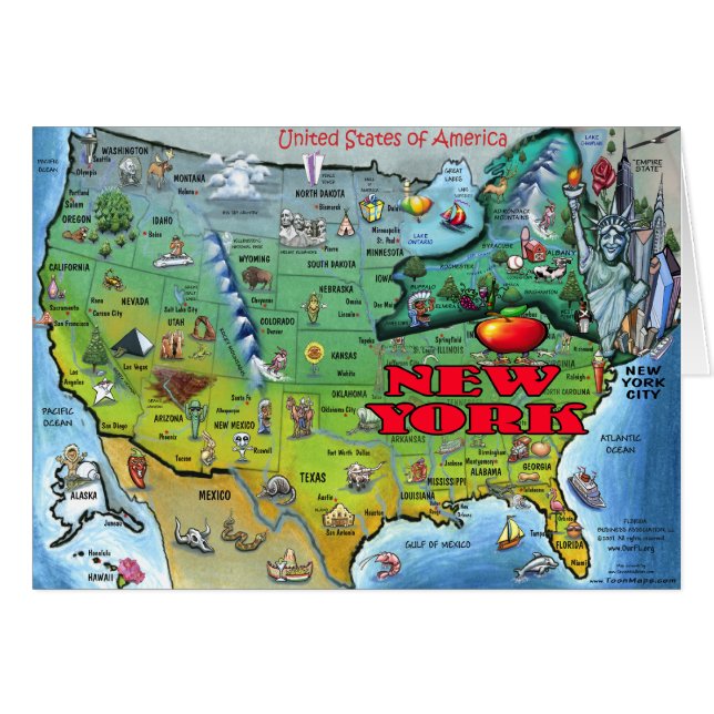 ニューヨークの米国の地図 (正面横)