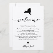 ニューヨークの結婚式の歓迎の手紙及び旅程カード プログラム (正面/裏面)