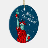 ニューヨークの自由の女神サンタクロースクリスマス セラミックオーナメント (右)