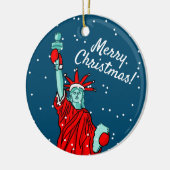 ニューヨークの自由の女神サンタクロースクリスマス セラミックオーナメント (左)