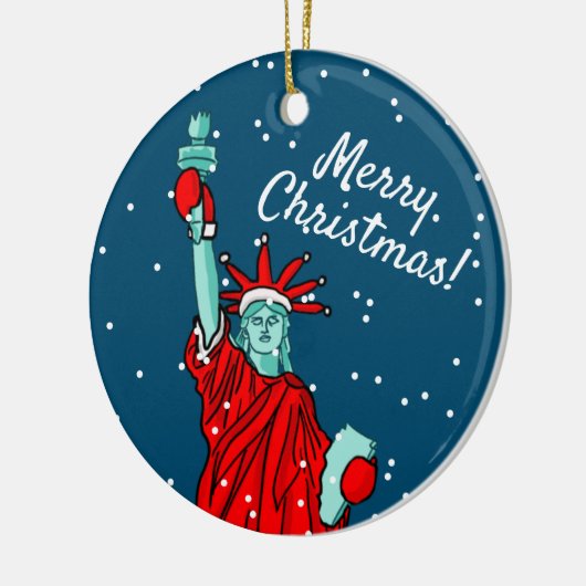 ニューヨークの自由の女神サンタクロースクリスマス セラミックオーナメント (左)