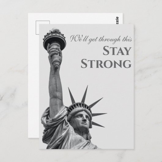 ニューヨークの自由の女神，引用文ステイストロング ポストカード (正面/裏面)