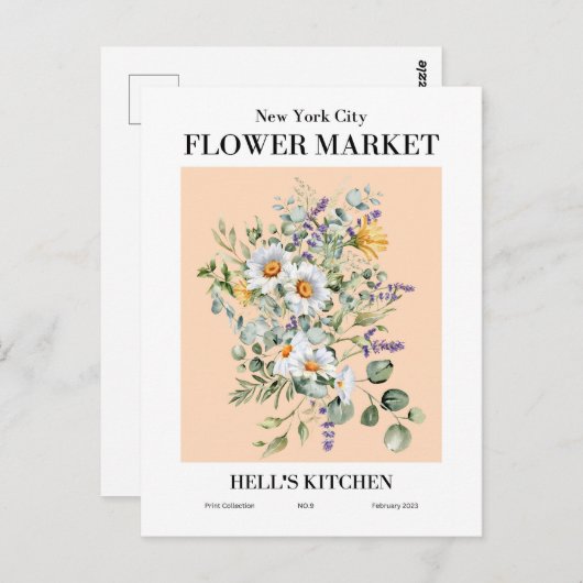 ニューヨークの花市場、地獄のキッチンハガキ ポストカード (正面/裏面)