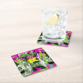 ニューヨークの落書きアート エンパイアステートの都市の顔マスク スクエアペーパーコースター (インサイチュ)