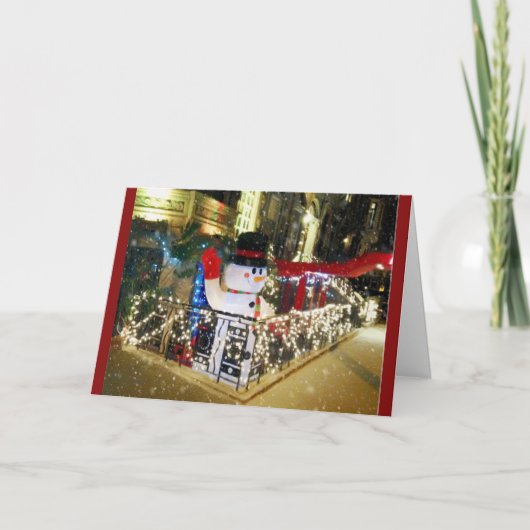 ニューヨークの街に現れた楽しい雪だるま シーズンカード (正面)