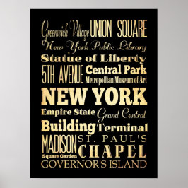 ニューヨークの観光スポットと有名な場所 ポスター
