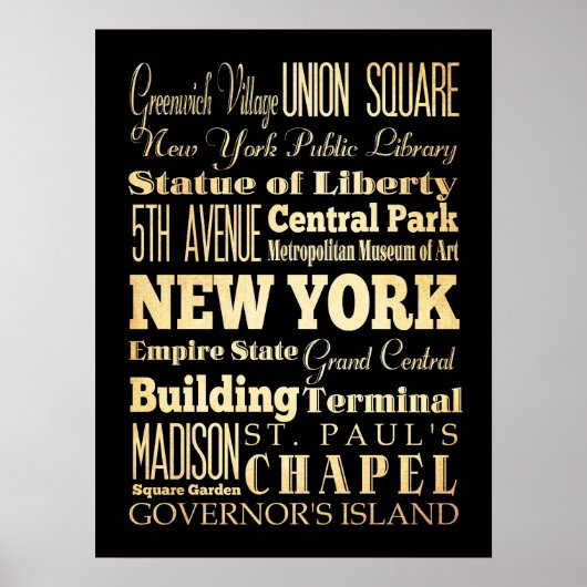 ニューヨークの観光スポットと有名な場所 ポスター (正面)