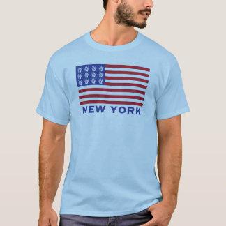 ニューヨークの詳細が入った愛国的なアメリカ国旗Tシャツ Tシャツ