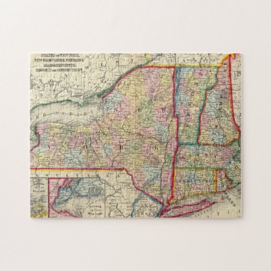 ニューヨークの郡州の地図 ジグソーパズル (横)