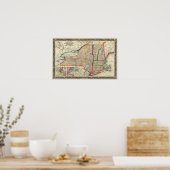 ニューヨークの郡州の地図 ポスター (キッチン)