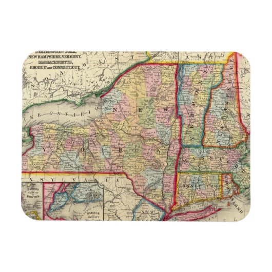 ニューヨークの郡州の地図 マグネット (横)