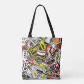 ニューヨークの都市ステッカーパッチワーク抽象芸術ヴィンテージ トートバッグ (裏面)