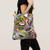 ニューヨークの都市ステッカーパッチワーク抽象芸術ヴィンテージ トートバッグ (クローズアップ)