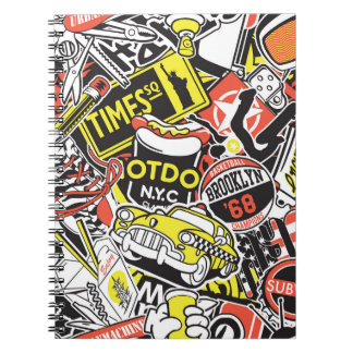 ニューヨークの都市：ステッカーのパッチワーク。 ノートブック