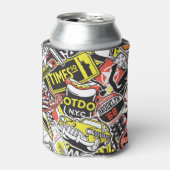 ニューヨークの都市:ステッカーのパッチワーク。 缶クーラー (缶正面)