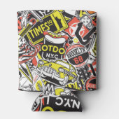 ニューヨークの都市:ステッカーのパッチワーク。 缶クーラー (裏面)