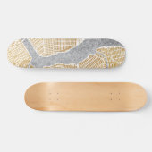 ニューヨークの金めっきされた都市地図 スケートボード (横)