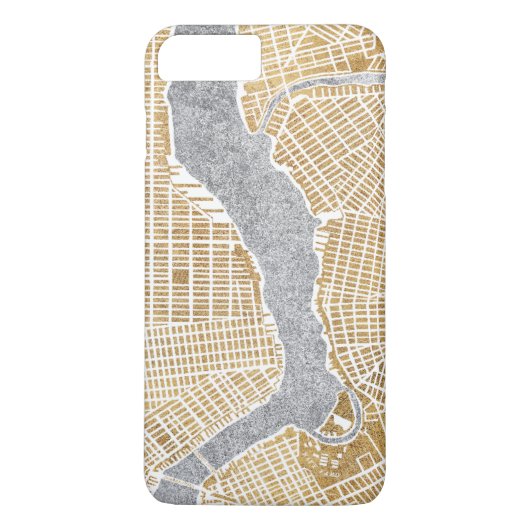 ニューヨークの金めっきされた都市地図 Case-Mate iPhoneケース (裏面)