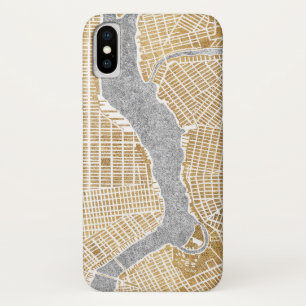 ニューヨークの金めっきされた都市地図 iPhone X ケース