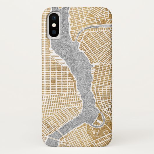 ニューヨークの金めっきされた都市地図 Case-Mate iPhoneケース (裏面)