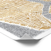 ニューヨークの金箔を施した都市の地図 ポスター (角)