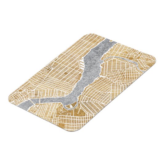 ニューヨークの金箔を施した都市の地図 マグネット (左側)