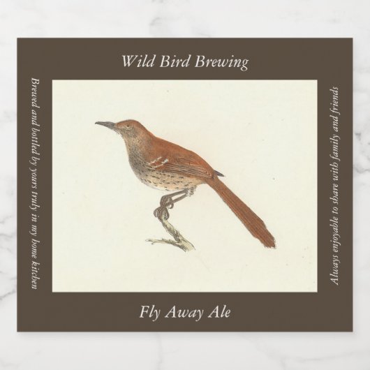 ニューヨークの鳥の茶色のツグミまたは茶色のツラッシャー ビールラベル (シングルラベル)