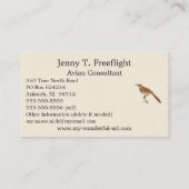 ニューヨークの鳥の茶色のツグミまたは茶色のツラッシャー 名刺 (裏面)