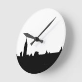 ニューヨークの黒く及び白いシルエット ラウンド壁時計 (傾斜)