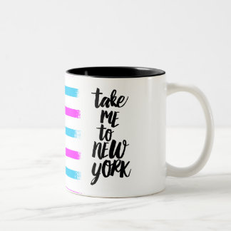 ニューヨークの黒に私に11のozのツートーンマグを持って行って下さい ツートーンマグカップ