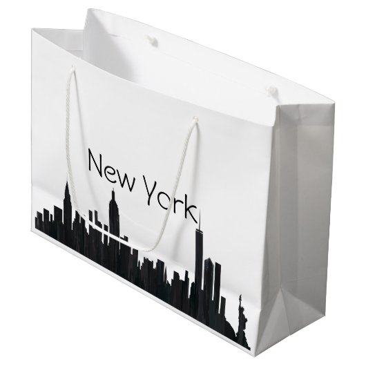 ニューヨークのNYのスカイラインの油- ラージペーパーバッグ (正面アングル)