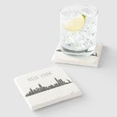 ニューヨークのNYのスカイラインペイントブラシ- ストーンコースター (横)