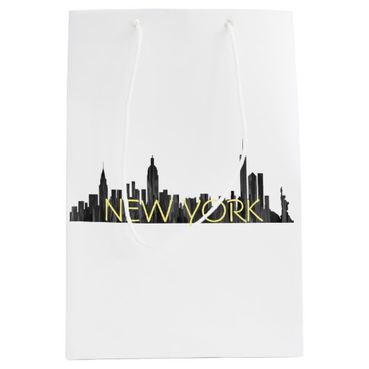 ニューヨークのNYのスカイラインペイントブラシ- ミディアムペーパーバッグ (正面)
