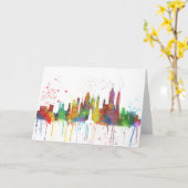 ニューヨークのNYのスカイライン-挨拶状 カード (黄色い花)